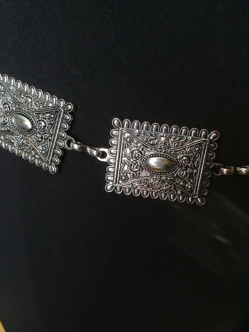 Silver Filigree Concho Chain Belt - Women Accessories